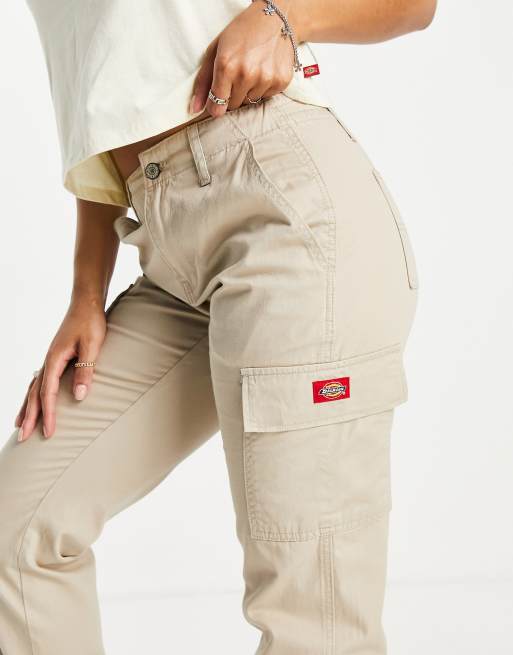 Dickies Girl slash pocket cuffed pant in khaki