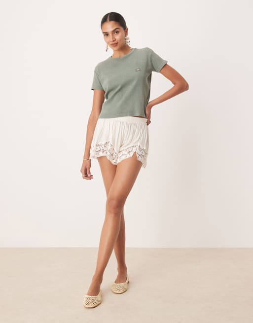 Dickies - Glacier View - Geribde baby tee met lange pasvorm in donkergroen met wassing, 4 van 4