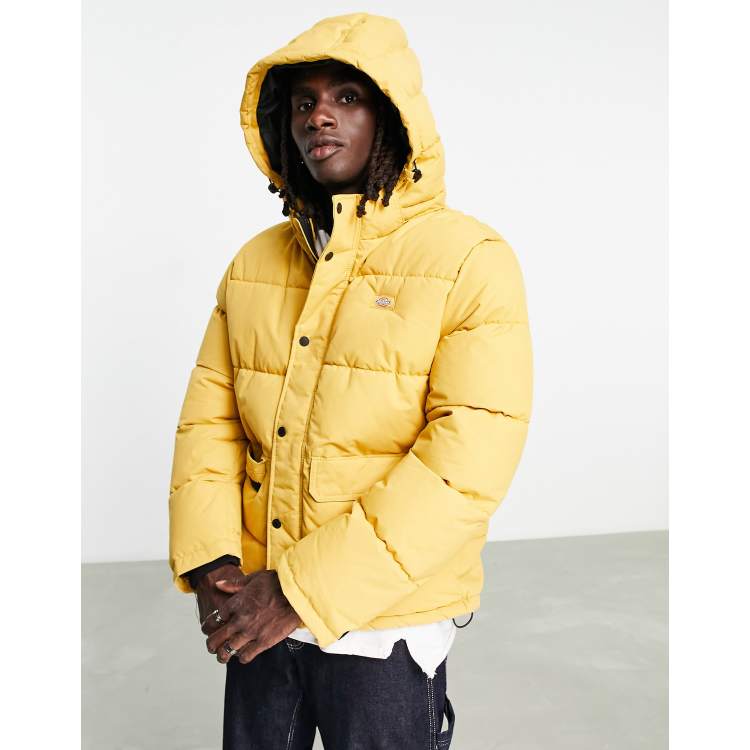 Tan puffer hot sale jacket mens