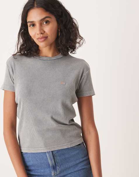Dickies - Glacier View - T-shirt effet rétréci côtelé long - Gris clair - view 1