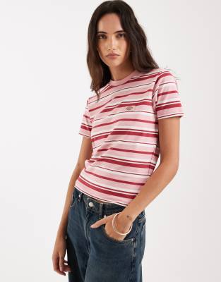 Dickies - Glade Spring - Gestreiftes, knapp geschnittenes T-Shirt in Rosa