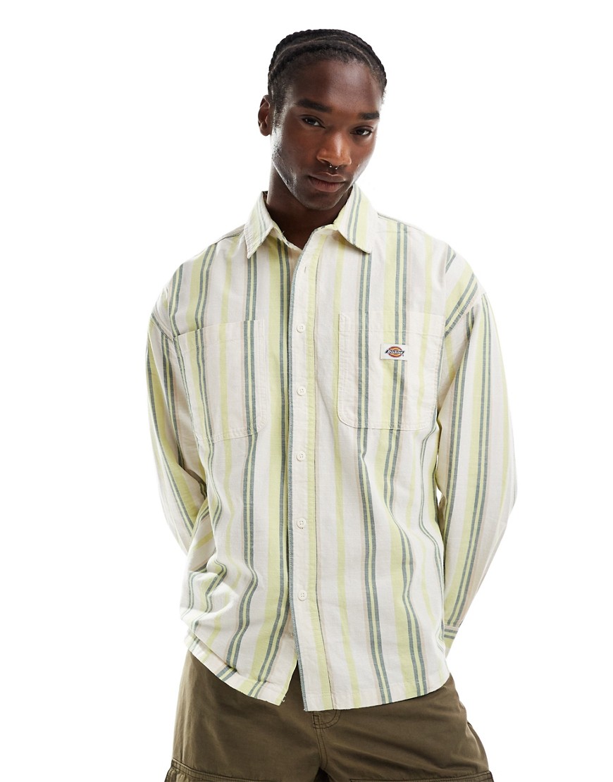 Dickies glade spring long sleeve stiped shirt in green multi