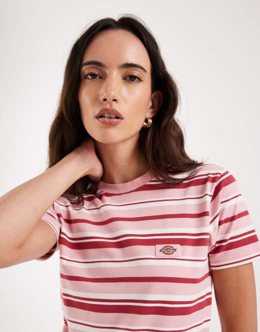 Dickies – Glade Spring – Różowy krótki i dopasowany T-shirt w paski, 3 z 4