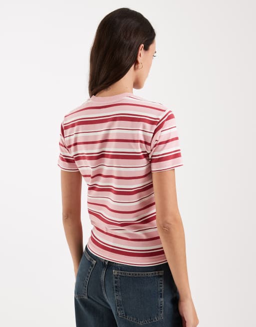 Dickies – Glade Spring – Różowy krótki i dopasowany T-shirt w paski, 4 z 4
