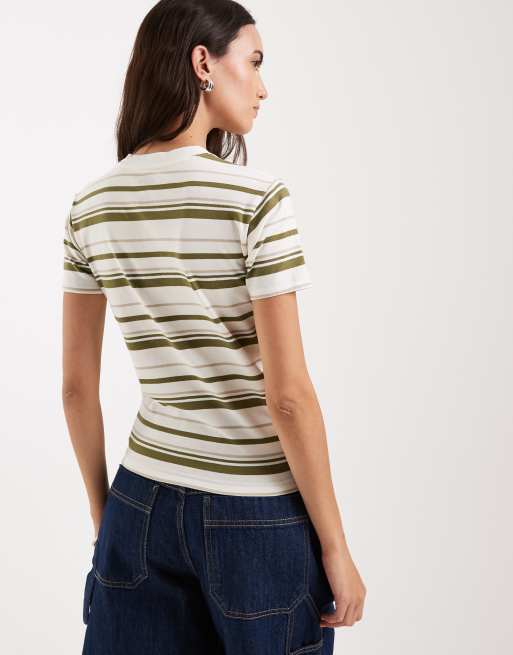 Dickies Glade Spring striped baby tee in khaki, 4 of 4