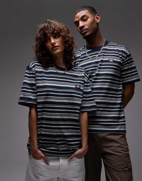 Dickies glade spring striped t-shirt in navy - view 1
