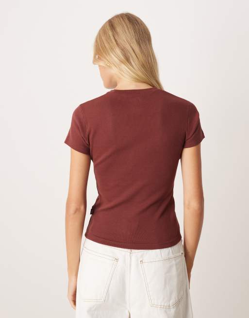 Dickies - Gladeville - Bordeaux ribstrikket longline-baby-T-shirt, 4 af 4
