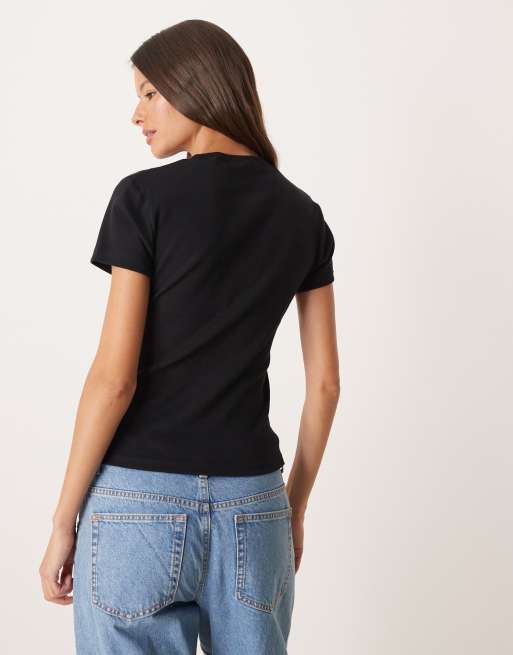 Dickies - Gladeville - Geribbelde baby tee met lange pasvorm in zwart, 4 van 4