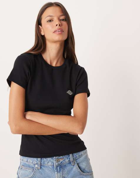 Dickies gladeville long line ribbed baby tee in black - view 1
