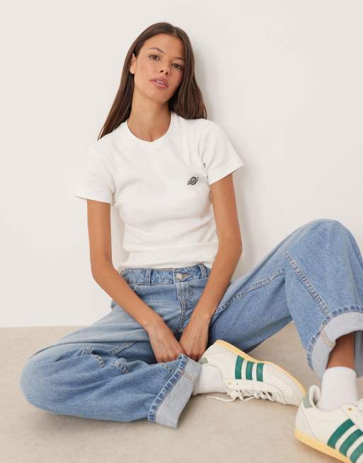 Dickies - Gladeville - T-shirt long effet rétréci en tissu côtelé - Blanc , 3 de 4