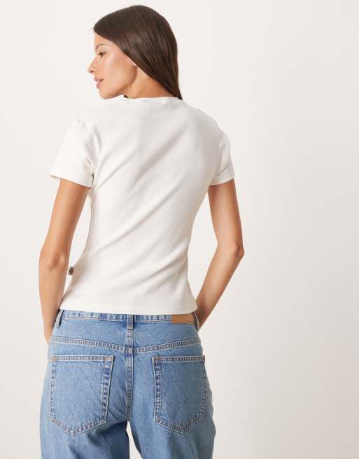 Dickies - Gladeville - T-shirt long effet rétréci en tissu côtelé - Blanc , 4 de 4