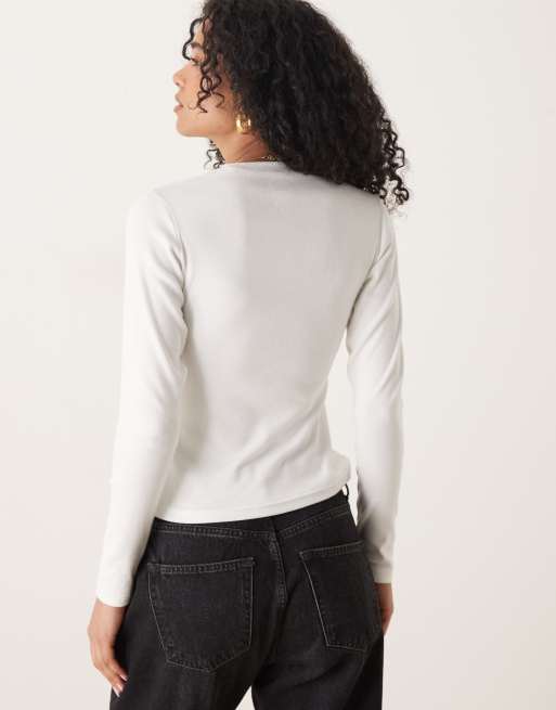 Dickies – Gladeville – Vit, ribbad t-shirt med långa ärmar, 2 av 4
