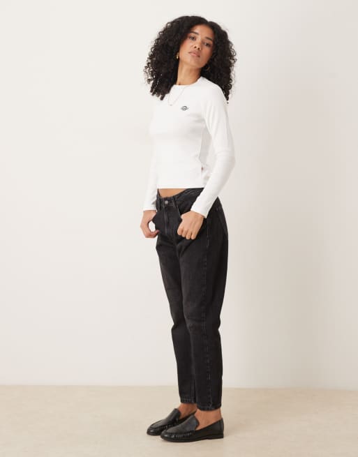 Dickies – Gladeville – Vit, ribbad t-shirt med långa ärmar, 4 av 4