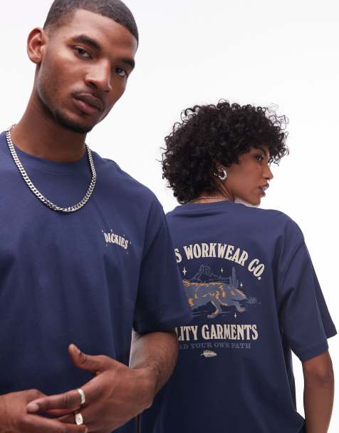 Dickies – Granatowy T-shirt z grafiką z wilkiem – Tylko w ASOS - view 1