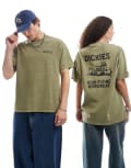 [Dickies] Dickies graphic airplane back print t-shirt in khaki green XS Mid Green