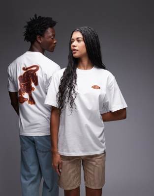 Dickies - Graysville - T-Shirt in Weiß mit Tierprint am Rücken