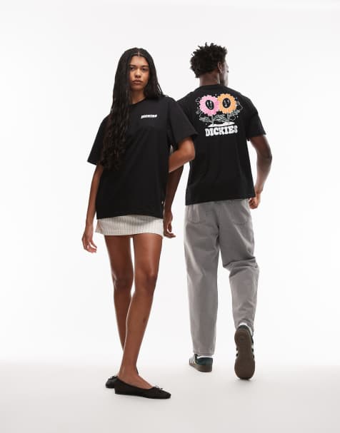 Dickies – Green Meadows – Svart t-shirt med blommigt tryck baktill - view 1