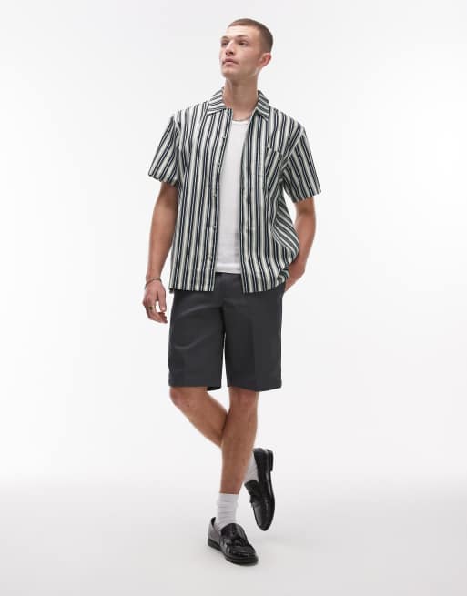 Dickies – Grön kortärmad arbetsskjorta med flerfärgade ränder, 3 av 4
