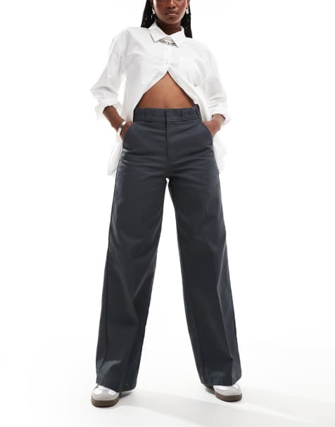 Dickies – Grove Hill – Ciemnoszare spodnie z szerokimi nogawkami – tylko w ASOS - view 1