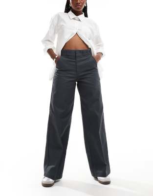 Dickies Dickies Grove Hill wide leg pants in dark grey - exclusive to ASOS