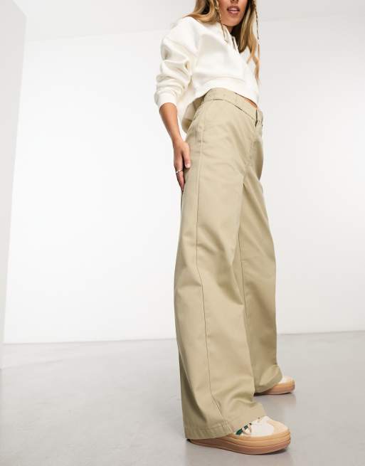 DICKIES Women's Twill Wide Leg High Rise Pants