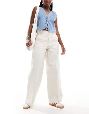 Dickies Grove Hill wide leg pants in off white exclusive to