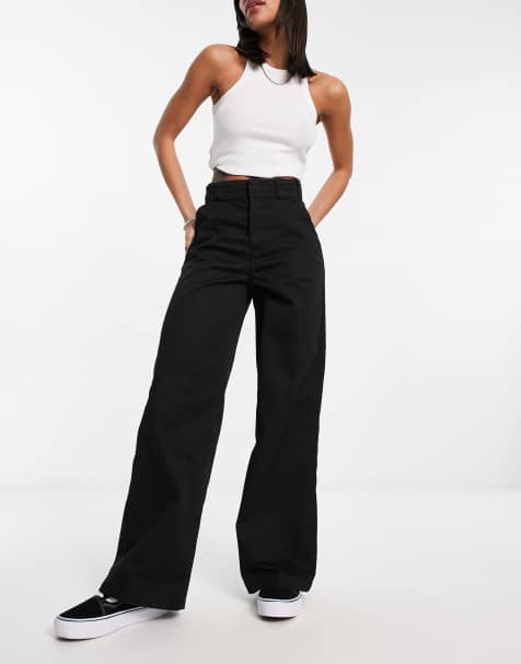 Dickies Grove Hill wide leg trousers in black 