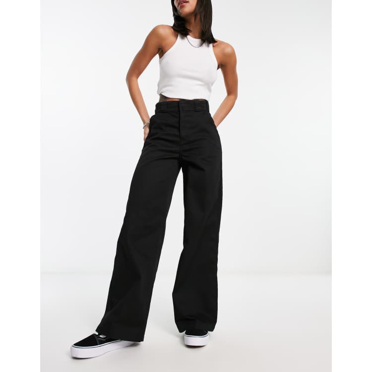 Dickies grove hill wide leg trousers in black