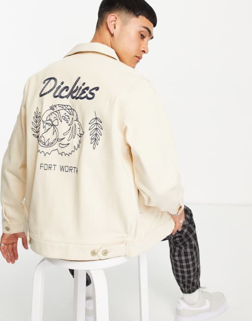 Dickies Halma Eisenhower back graphic jacket in ecru | ASOS