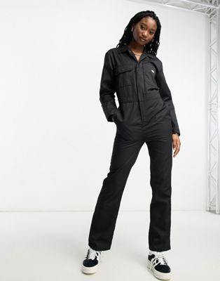 Dickies haughton long sleeve overalls jumpsuit in black - ASOS Price Checker