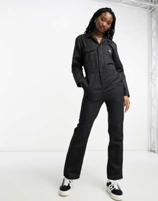 Dickies Haughton long sleeve overall jumpsuit in black