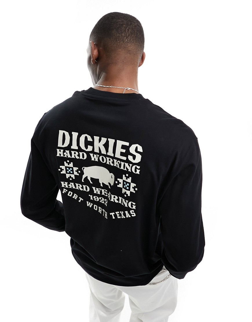 Dickies hays long sleeve t-shirt with texas back print in black