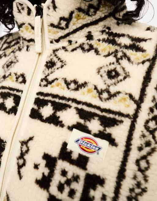 Dickies – Hays – Naturvit fleecejacka med heltäckande geometriskt mönster, 2 av 4