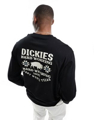 Dickies hays long sleeve t-shirt with texas back print in black - ASOS Price Checker