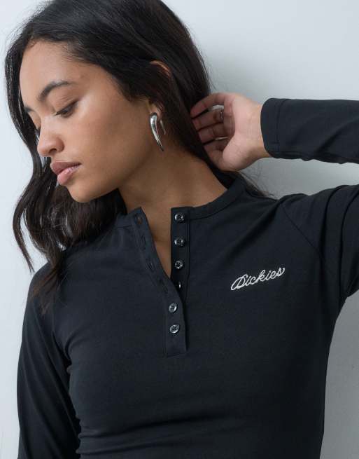 Dickies Henley langærmet T-shirt i sort, 2 af 5