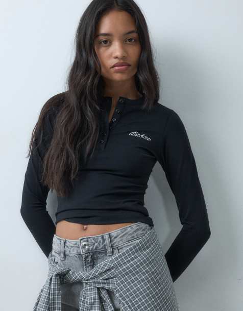 Dickies Henley long sleeve t-shirt in black
