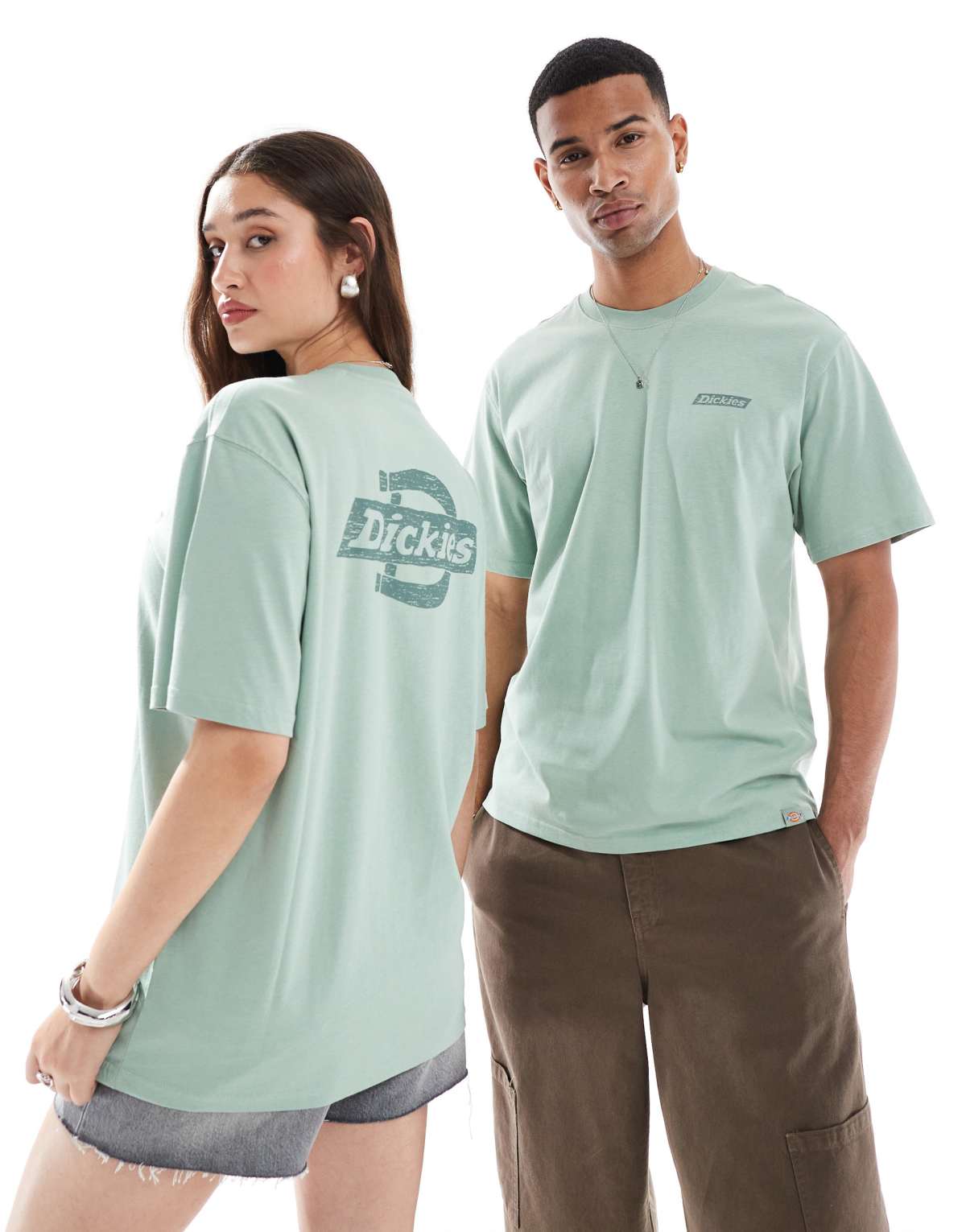 Dickies heritage crayon back print logo t-shirt in light green- exclusive to ASOS