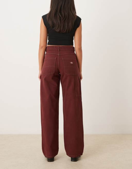 Dickies Herndon baggy fit denim jeans in dark burgundy, 3 of 5