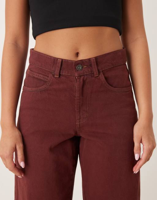 Dickies Herndon baggy fit denim jeans in dark burgundy, 4 of 5