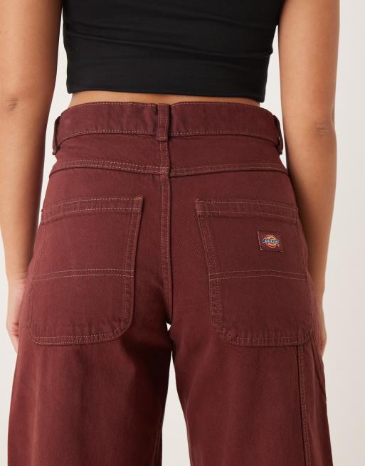Dickies Herndon baggy fit denim jeans in dark burgundy, 5 of 5