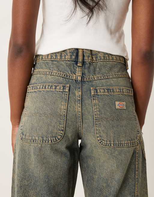 Dickies - Herndon - Jean ample taille mi-haute à reflets jaunes - Indigo, 4 de 5