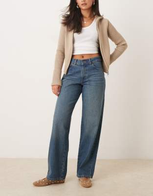 Dickies - Herndon - Loose-Fit-Jeans aus Denim in Khaki-Blau mit mittelhohem Bund und weitem Bein-Grün