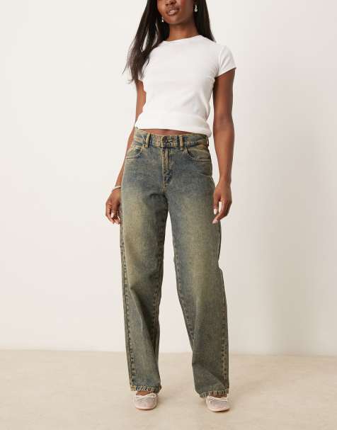 Dickies – Herndon – Luźne jeansy z szerokimi nogawkami i średnim stanem, w kolorze indygo z żółtym przebarwieniem - view 1