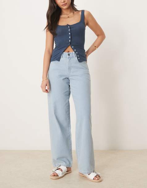 Dickies - Herndon - Lyseblå jeans med vide ben og mellemhøj talje i poset pasform - view 1