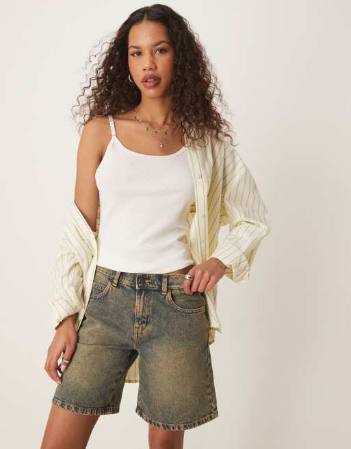 Dickies - Herndon - Short en jean ample - Indigo décoloré à reflets jaunes