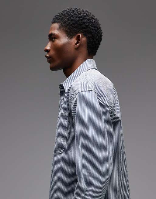 Dickies - Hickory - Chemise de travail à rayures et manches longues - Bleu, 4 de 5