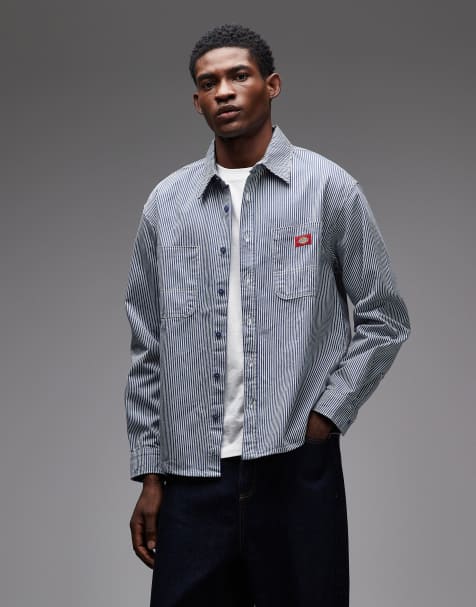 Dickies - Hickory - Gestreept overhemd met lange mouwen in blauw - view 1