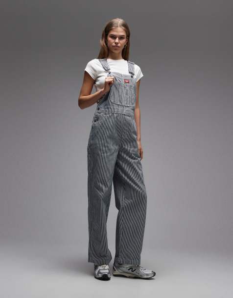 Dickies - Hickory - Gestreepte tuinbroek in blauw - view 1