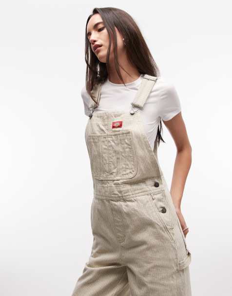 Dickies – Hickory – Gestreifte Latzhose in Grün - view 1