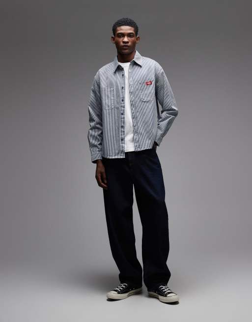 Dickies – Hickory – Gestreiftes, langärmliges Arbeitshemd in Blau, 2 von 5